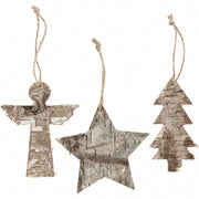 kerstornamenten hout 10 cm 3-delig