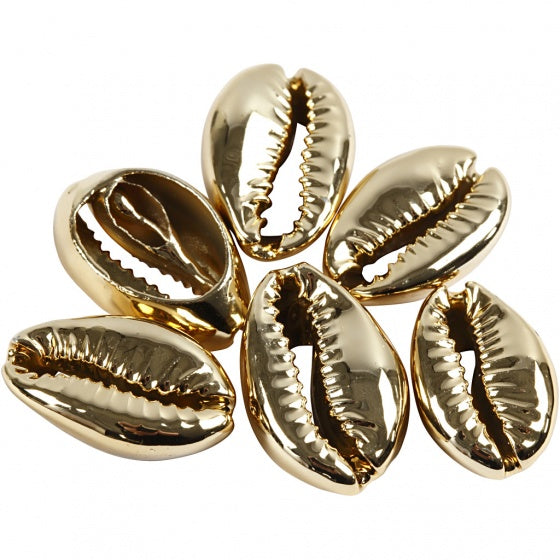 kettingschelpen goud kunststof unisex 2 cm 6 stuks