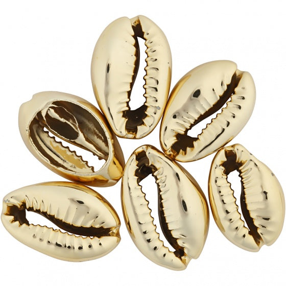 kettingschelpen goud kunststof unisex 2 cm 6 stuks