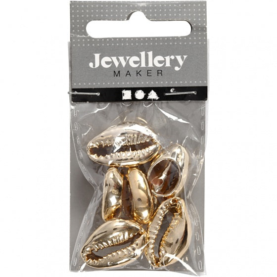 kettingschelpen goud kunststof unisex 2 cm 6 stuks
