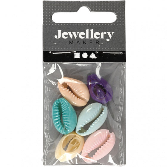 kettingschelpen kunststof unisex 2 cm 6 stuks