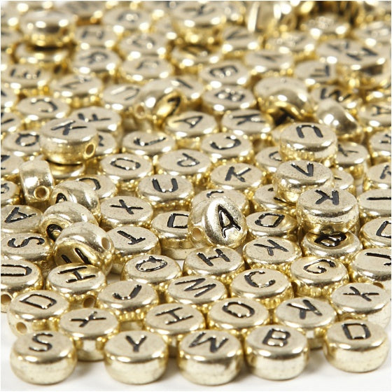 kralen 200 stuks gouden letters