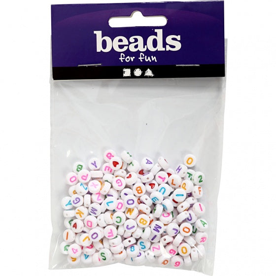 kralen 200 stuks wit/multicolor letters