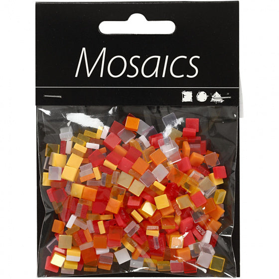 kunststof mini mozaiek vierkant rood 5x5mm