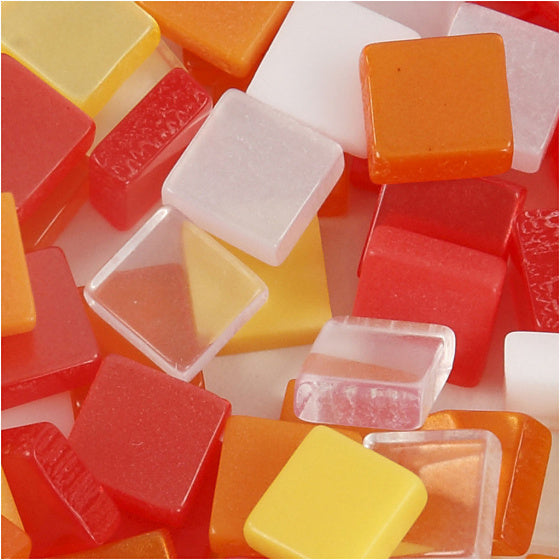kunststof mini mozaiek vierkant rood 5x5mm