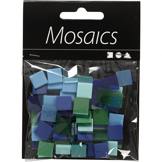 kunststof mini mozaiek vierkant blauw/groen 10x10mm