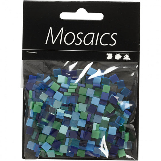 kunststof mini mozaiek vierkant blauw/groen 5x5mm