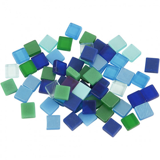 kunststof mini mozaiek vierkant blauw/groen 5x5mm