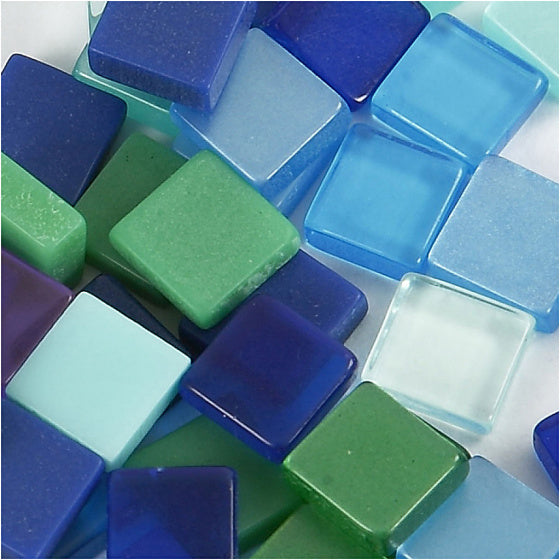 kunststof mini mozaiek vierkant blauw/groen 5x5mm