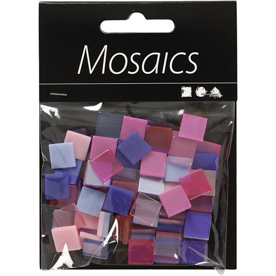 kunststof mini mozaiek vierkant paars/roze 10x10mm
