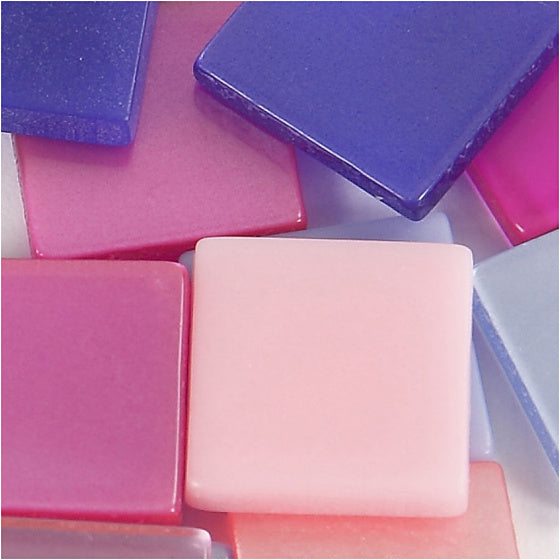 kunststof mini mozaiek vierkant paars/roze 10x10mm