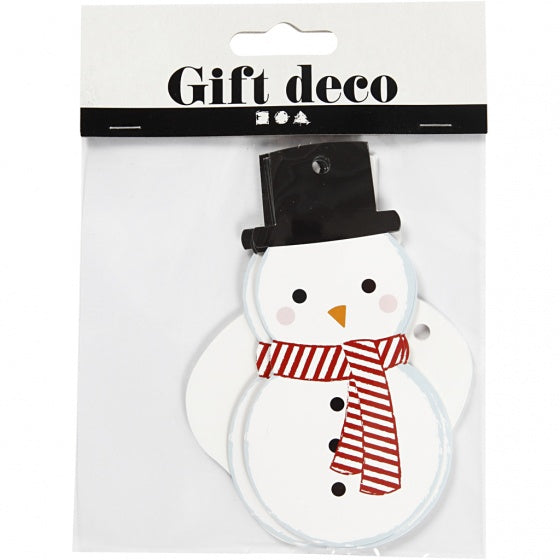 labels sneeuwpoppen 10 stuks wit/rood/zwart karton