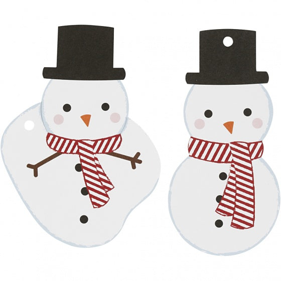 labels sneeuwpoppen 10 stuks wit/rood/zwart karton