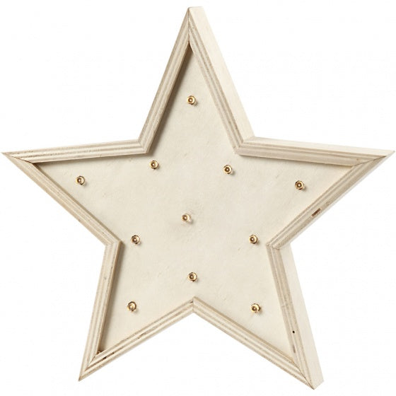 houten lichtbox ster 26 cm blank hout