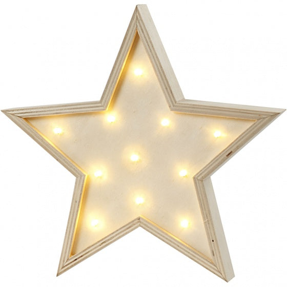 houten lichtbox ster 26 cm blank hout