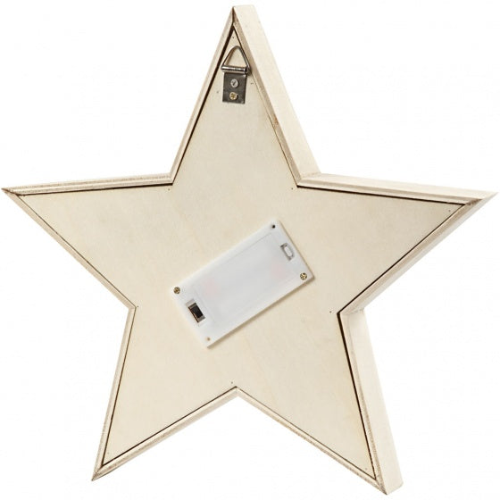 houten lichtbox ster 26 cm blank hout