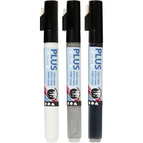 markerset Plus Color 1-2 mm gebroken wit- zwart- grijs