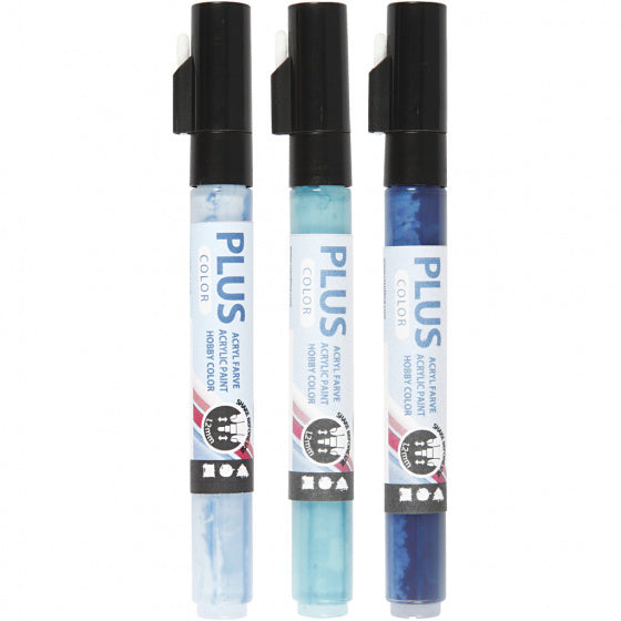 markerset Plus Color 1-2 mm marineblauw-hemelblauw-turquoise