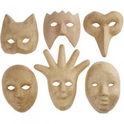maskers papier-maché 6 stuks