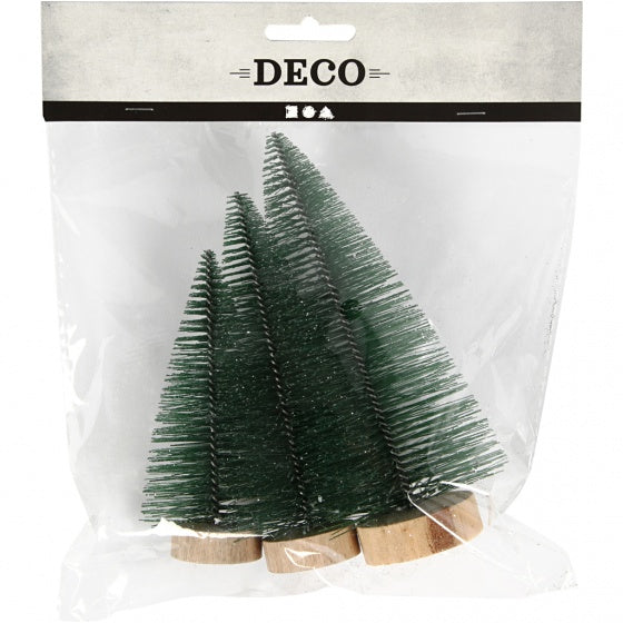 miniatuur kerstbomen 3 stuks 10 - 14 cm groen
