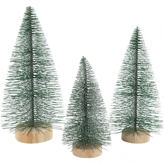 miniatuur kerstbomen 3 stuks 10 - 14 cm groen