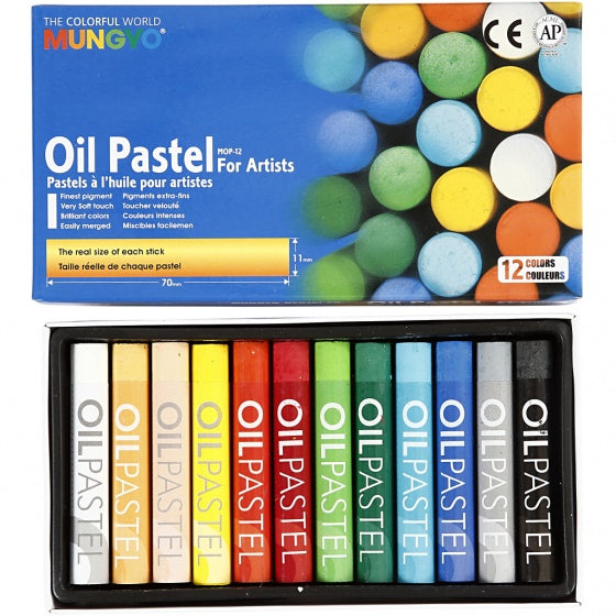 Mungyo oliepastel multicolor 7 cm 12 stuks