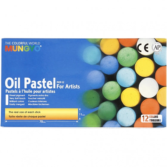 Mungyo oliepastel multicolor 7 cm 12 stuks