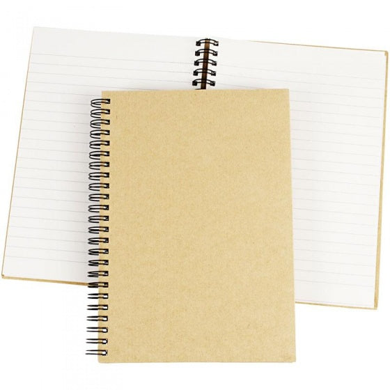 notitieboek spiraal gebonden A5 bruin/wit