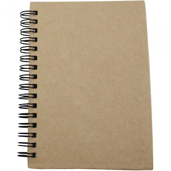 notitieboek spiraal gebonden A6 bruin/wit