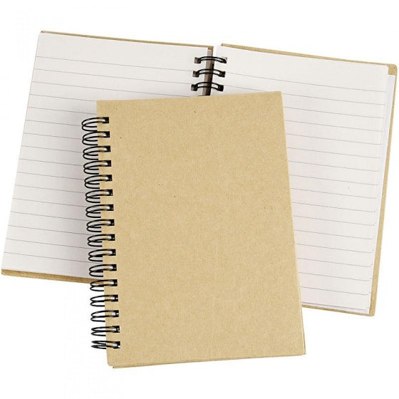 notitieboek spiraal gebonden A6 bruin/wit