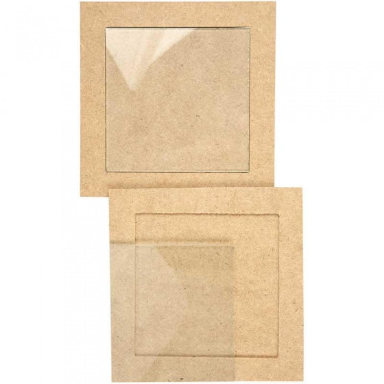 Onderzetter met glas MDF unisex 6 stuks
