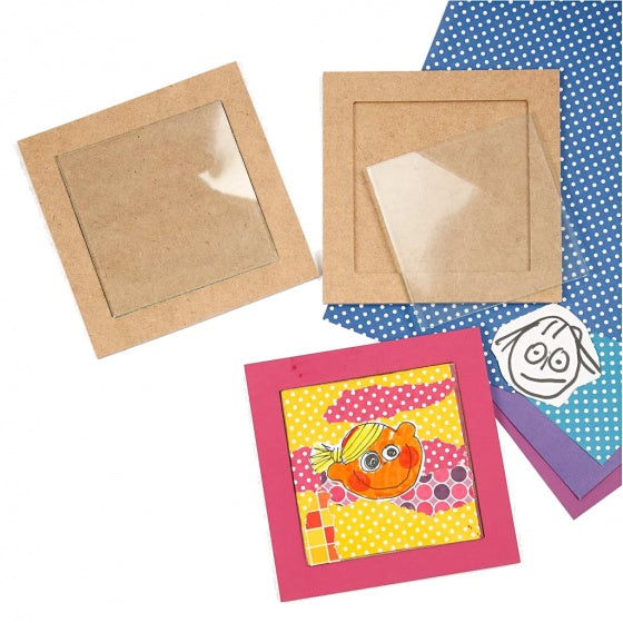 Onderzetter met glas MDF unisex 6 stuks