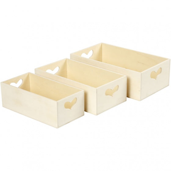 opslagdozen hout unisex 3 stuks