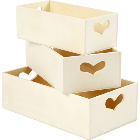 opslagdozen hout unisex 3 stuks