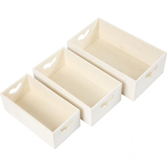 opslagdozen hout unisex 3 stuks