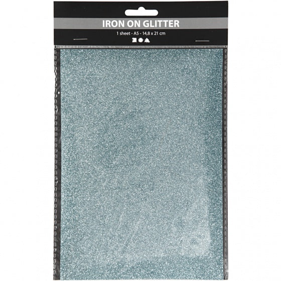 opstrijkfolie glitter A5 lichtblauw