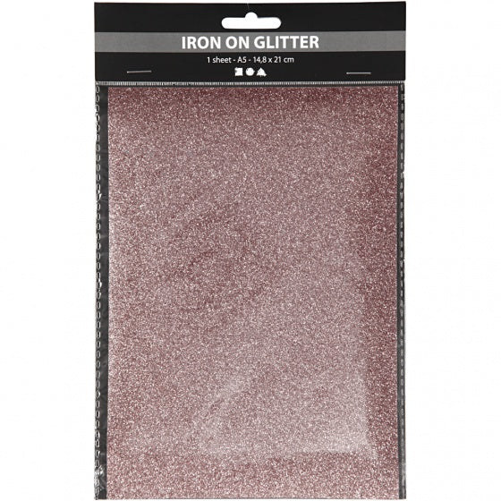 opstrijkfolie glitter A5 lichtrood
