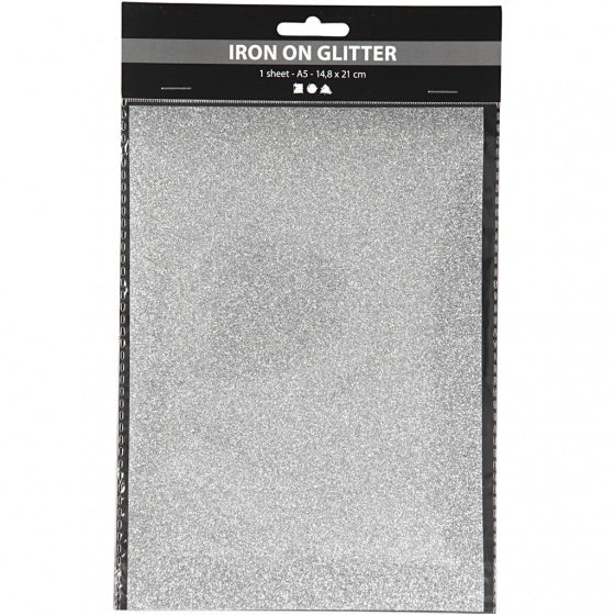 opstrijkfolie glitter A5 zilver
