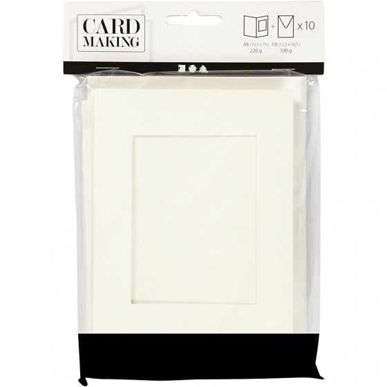 Passepartout kaarten met envelop 15 cm wit
