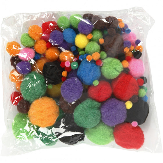Pompom mix 5-40 mm 150 stuks