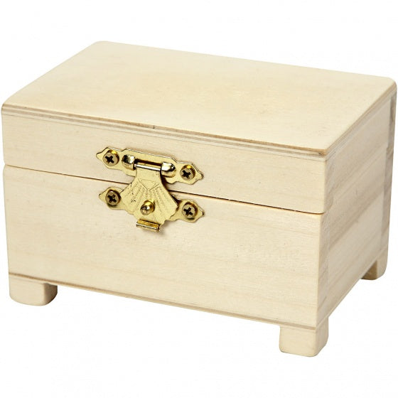 schatkist met sluiting hout 6 x 9 x 6 cm