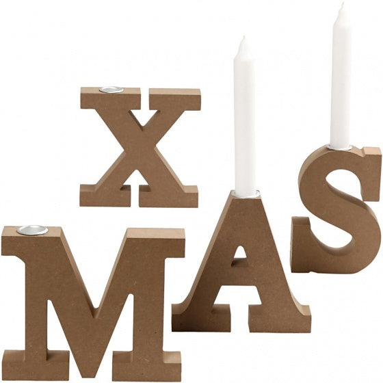 set kandelaars X-Mas hout 14