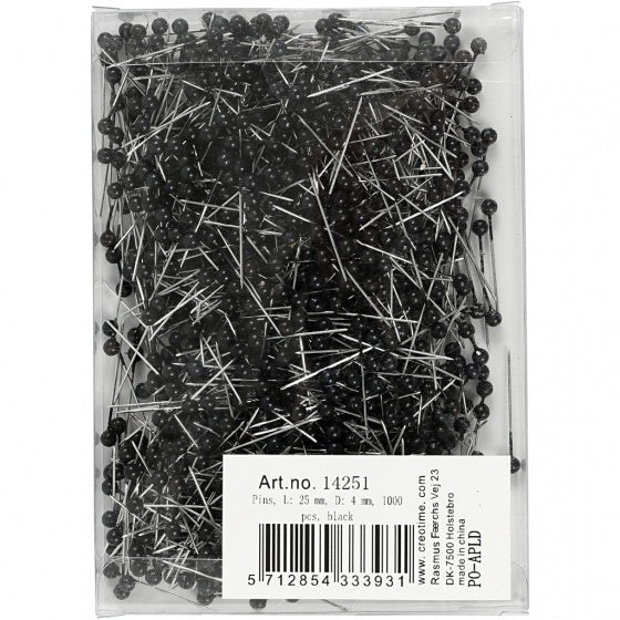 spelden zwart 25 mm 1000 stuks