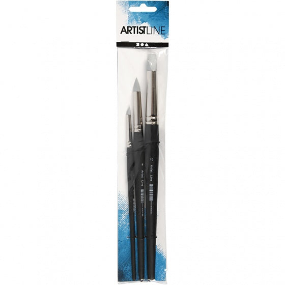 spitse penselen Artist Line zwart 3 stuks