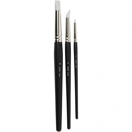 spitse penselen Artist Line zwart 3 stuks