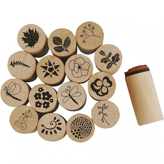 stempels bloemen en bladeren 20 mm 15 stuks
