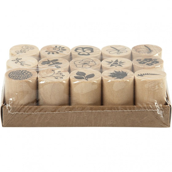 stempels bloemen en bladeren 20 mm 15 stuks