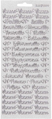 stickers glitter zilver Onnea/aidille patroon