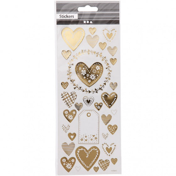stickers hartjes goud 10 x 24 cm 33-delig