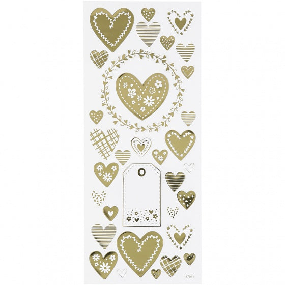 stickers hartjes goud 10 x 24 cm 33-delig